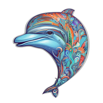 Dolphins head digital sticker isolated on transparent background