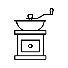 Coffee grinder icon. Grinding and mill machine for making espresso drink, pictogram on white background.