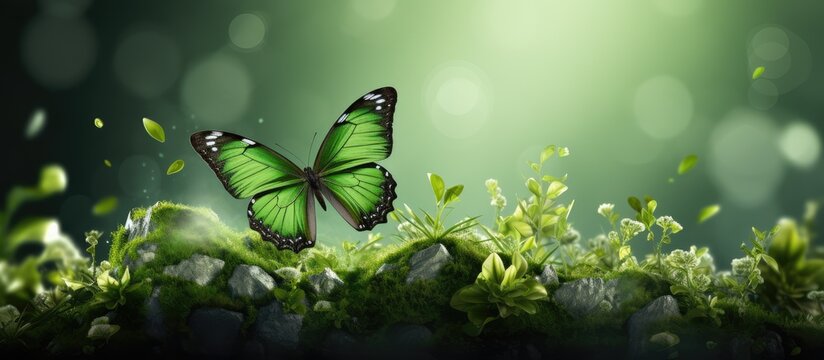 Butterfly on green planet symbolizing Earth Day and World Environment Day