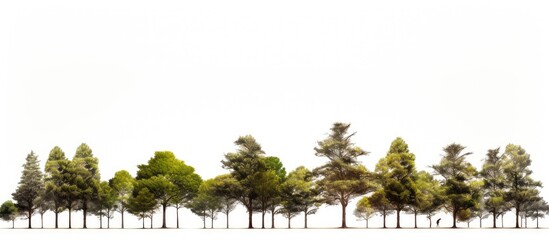 White background with isolated trees