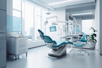A hypermodern treatment room for dentistry.