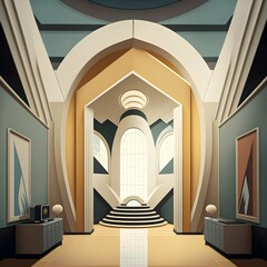 Obraz na płótnie Canvas superb minimalism art deco interior of the future 