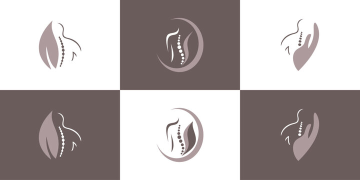 Vector chiropractic icon vector logo design with creative unique set concept premium vector
