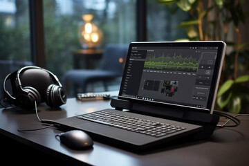 A visually impaired individual using a screen reader to access digital content. Concept of assistive technology for accessibility. Generative Ai.