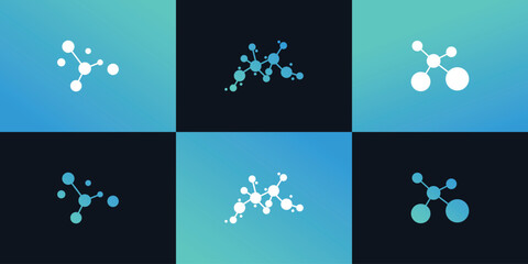 Set of molecul logo collection with creative style Premium Vector