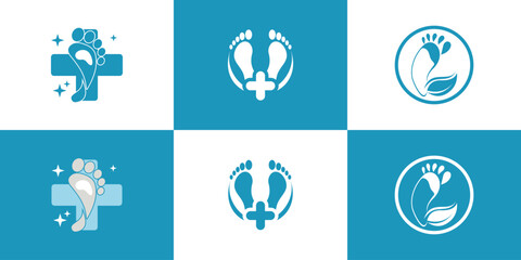 Set of foot logo collection with creative style Premium Vector