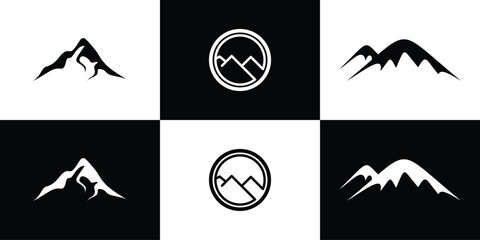 Set of mountain logo collection with creative style Premium Vector
