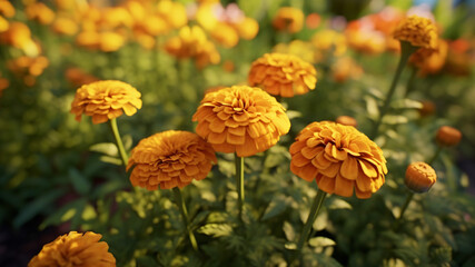 Marigold Flowers In A Field