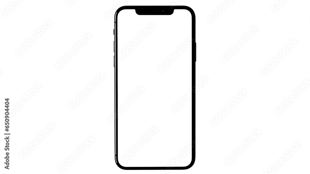 Poster smartphone on a transparent background with a transparent screen, smartphone mockup isolated on a wh
