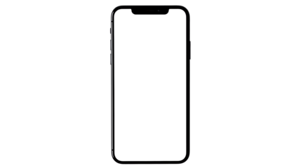 smartphone on a transparent background with a transparent screen, smartphone mockup isolated on a white background for any image