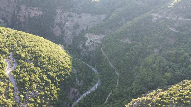 Amazing view over the famous ridomo gorge in mountainous Mani area in Messenia, Peloponnese, Greece
