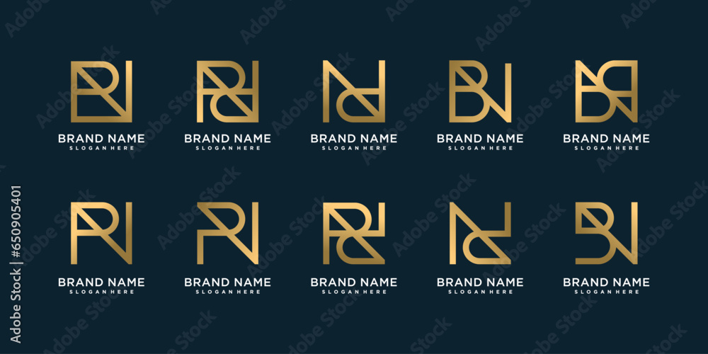 Poster set of monogram logo with unique letter style combinations premium vector