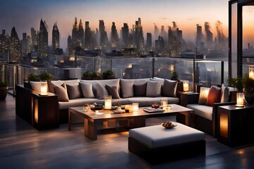 On the penthouse terrace, a breathtaking view of the city unfolds before your eyes