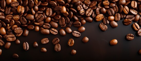 Coffee beans falling with empty space