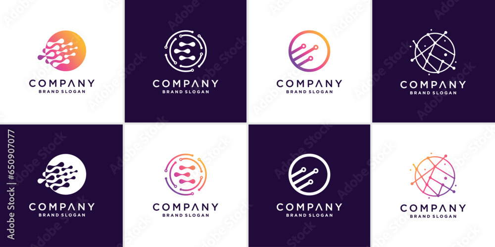 Poster set of abstract globe with technology concept premium vector