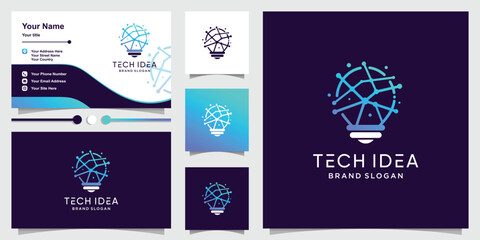 Idea logo with molecule technology concept Premium Vector
