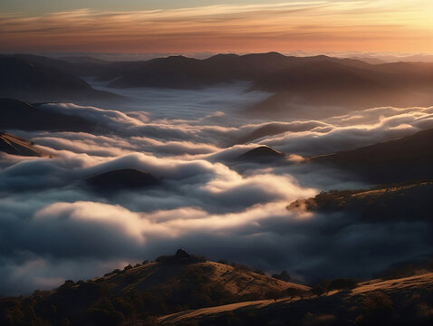 A mesmerizing sea of clouds blanketing a hidden valley