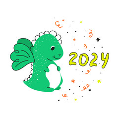  2024, year of the dragon, cute dragon, new year 2024, year of the green wooden dragon