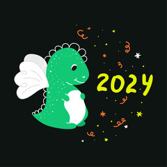  2024, year of the dragon, cute dragon, new year 2024, year of the green wooden dragon