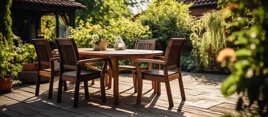 Fototapeta na wymiar Outdoor furniture on a sunny terrace