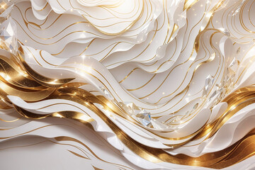 3d white gold waves wallpaper
