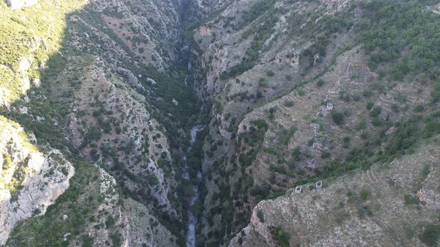Amazing view over the famous ridomo gorge in mountainous Mani area in Messenia, Peloponnese, Greece
