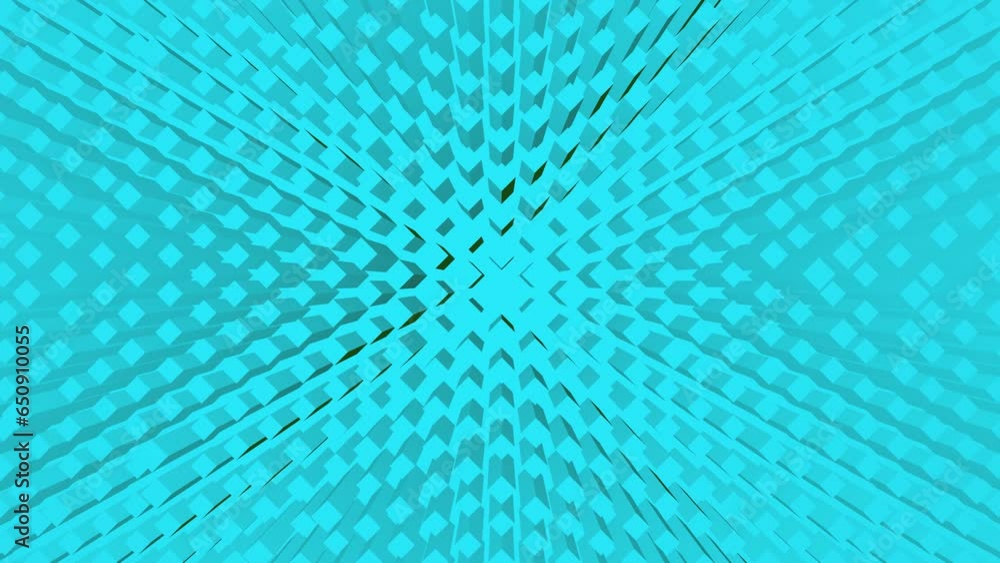 Poster turquoise abstract cubic video background and intro screensaver. rendering animation.