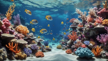 Naklejka na ściany i meble coral reef with fish 