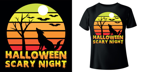 Halloween Scary Night T- shirt Design. Halloween t-shirt design. Beautiful and eye catching halloween vector