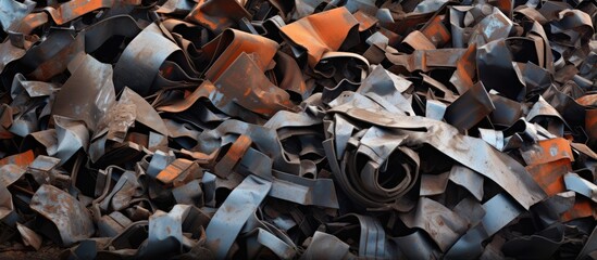 Recyclable scrap metal image lead scrap ready for reuse - obrazy, fototapety, plakaty