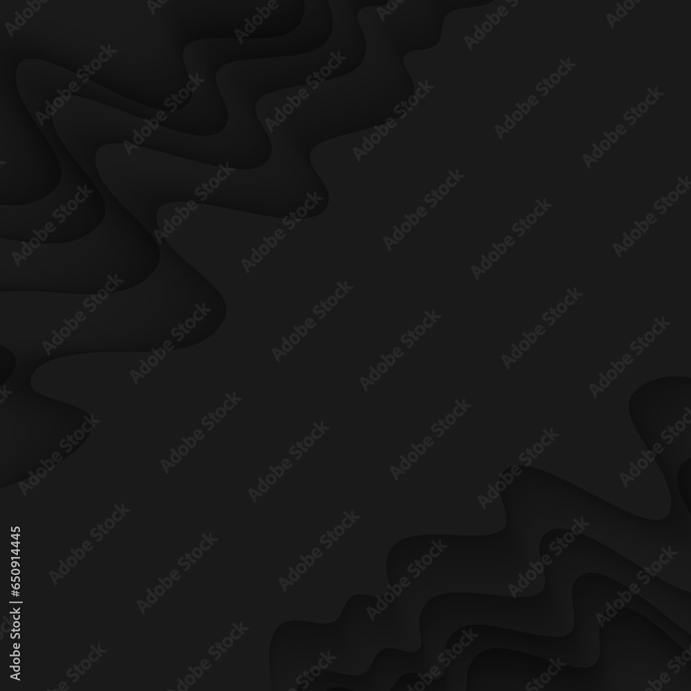 Sticker Abstract black background with waved 3d design and space for text.