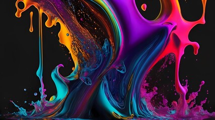paint sale, beautiful paint in a black background, photo of paint, abstract illustration of colorfully liquids