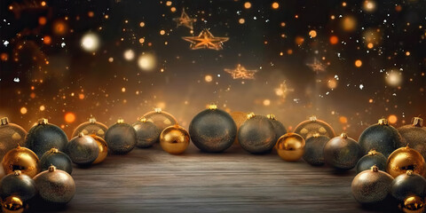 Obraz na płótnie Canvas A festive table adorned with an abundance of Christmas ornaments