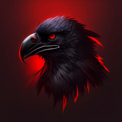 Head of the Black Eagle. 3D rendering, print illustration, logo, emblem and more