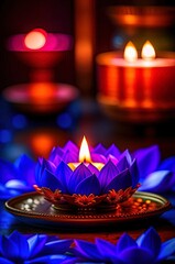 Diwali symbols: lotus blooms and lit oil lamps