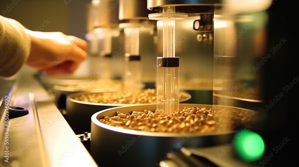 Poster the image zooms in on a specialized laboratory dedicated to biomass quality analysis. scientists can