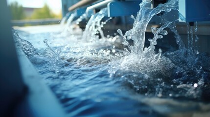 Detailed close up A close view of a wastewater treatment unit, capturing the complex process of removing contaminants from industrial wastewater before releasing it back into the environment.