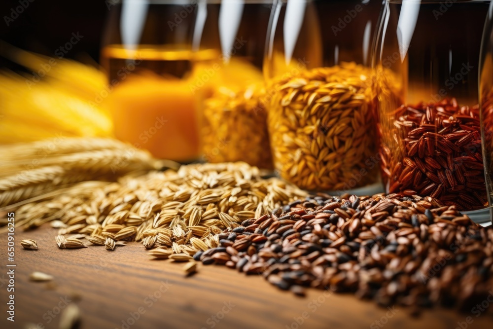 Aufkleber an intricate image showcasing the diverse range of malt varieties used in the brewing process. diffe