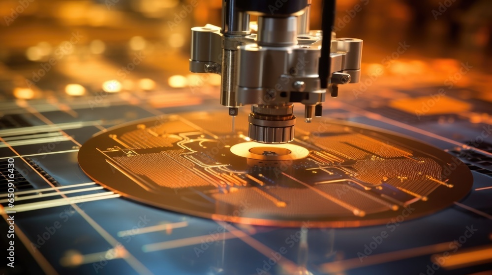 Aufkleber a macro scene of a wafer etching process. the image reveals the creation of tiny trenches on the waf