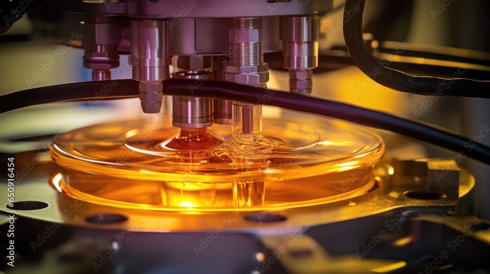 Poster macro scene of a centrifuge machine separating the glycerin byproduct from the converted biodiesel, 