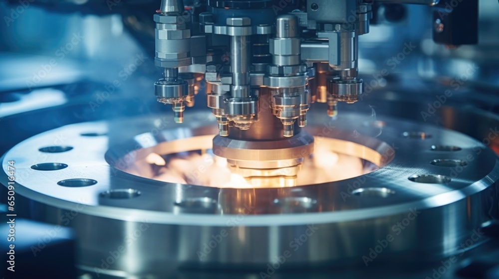 Poster a large industrialscale centrifuge is shown in action, separating out the solid remnants of the feed