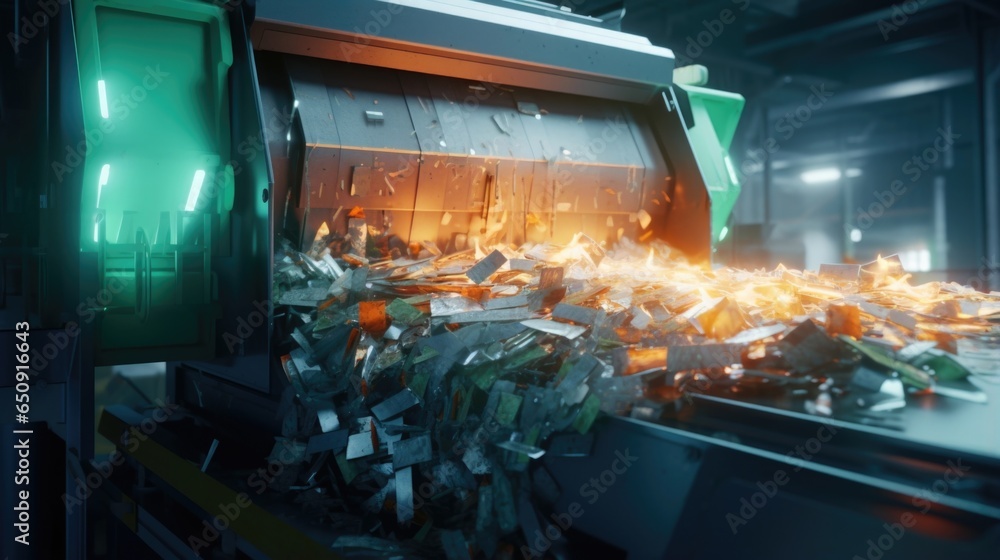 Aufkleber closeup shot of a stateoftheart sorting machine, meticulously separating recyclable materials from t