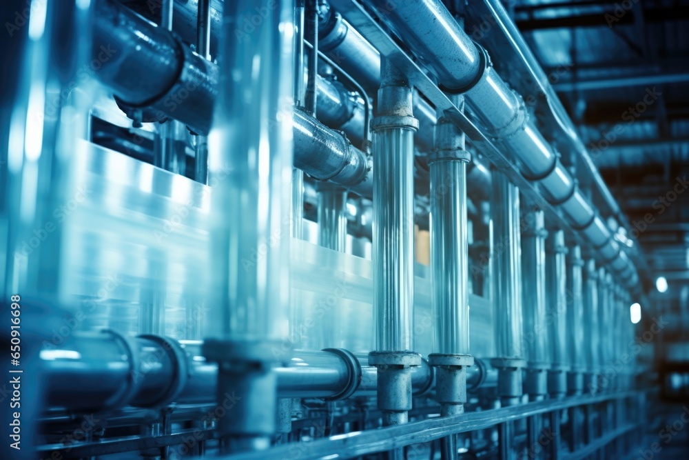 Poster a captivating closeup shot showcases the cooling system of the processing center. this image display
