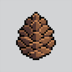 Fototapeta premium Pixel art illustration Pine cone. Pixelated Pine Cone. Pine cone Autumn nature icon pixelated for the pixel art game and icon for website and video game. old school retro.