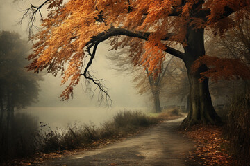 Photography of moody autumn landscape season.