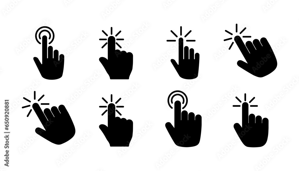 Poster hand click icon vector. clicking finger icon. pointer icon