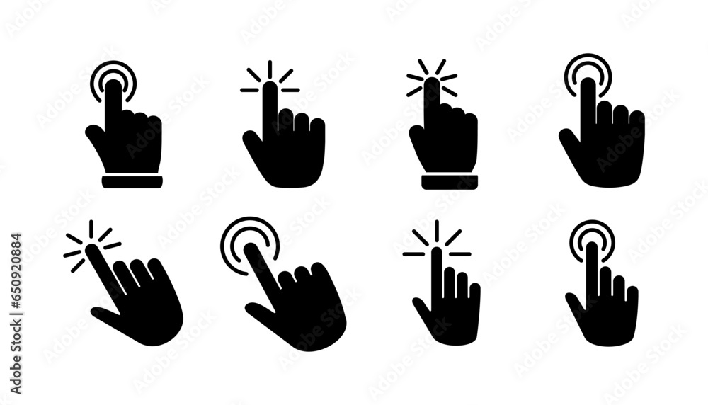 Poster hand click icon vector. clicking finger icon. pointer icon