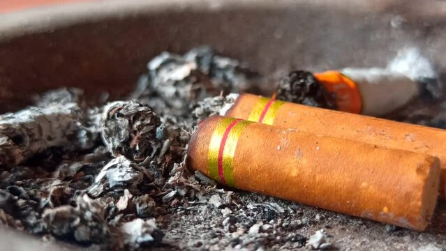 cigarette butts in the ashtray