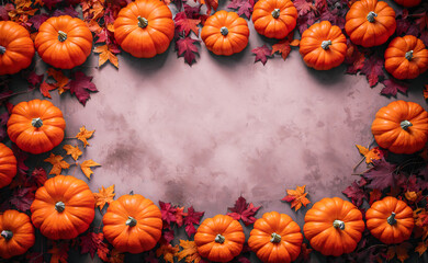 Naklejka na ściany i meble Pink-Hued Thanksgiving: A Festive Table of Harvest Abundance.