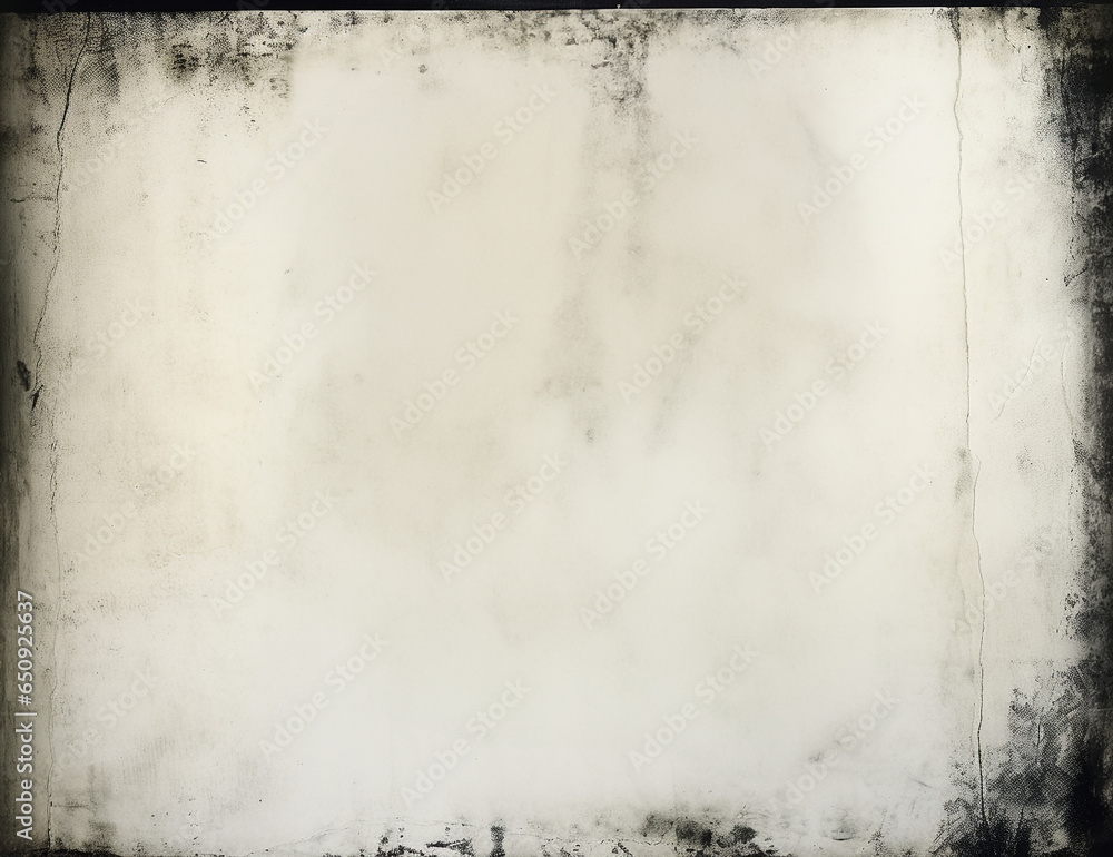 Wall mural A white weathered paper with vintage texture, framed by a black vignette with mold spots to overlay a horror photograph. Blank sheet for a background